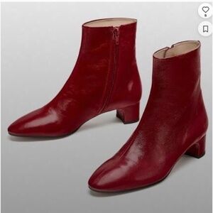 Elegant Red leather ankle boots